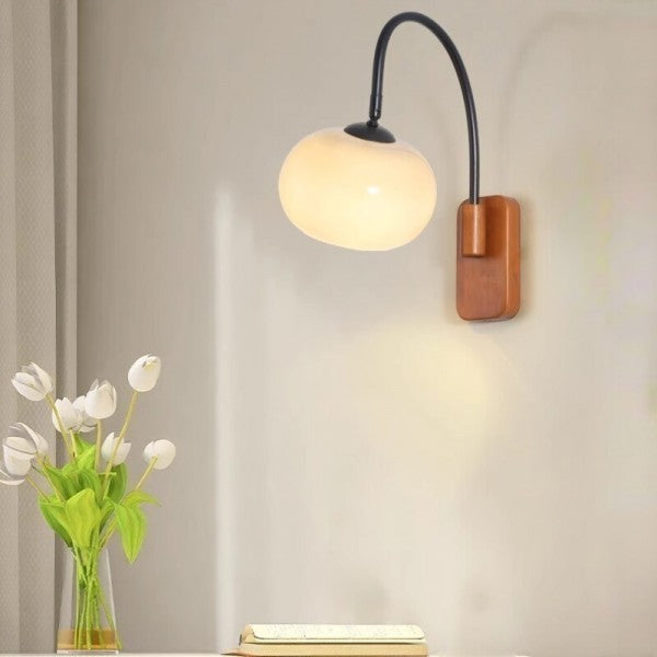 OVE - LED-væglampe med træ og glas