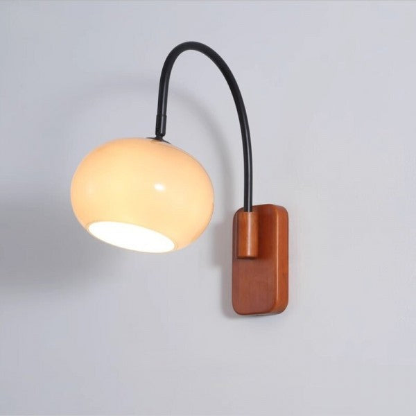 OVE - LED-væglampe med træ og glas