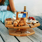 WineNest Portable Wooden Picnic Table for Wine