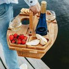 WineNest Portable Wooden Picnic Table for Wine