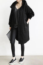 Dame Vandtæt Regn Trench Coat med Hætte