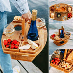WineNest Portable Wooden Picnic Table for Wine