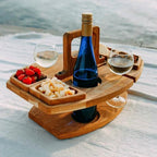 WineNest Portable Wooden Picnic Table for Wine