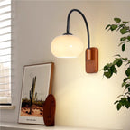 OVE - LED-væglampe med træ og glas