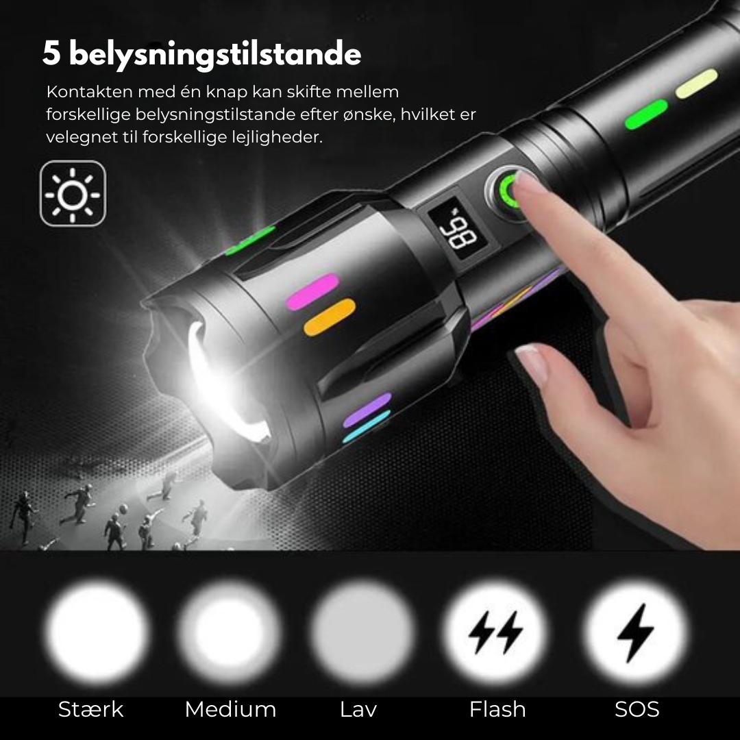 Genopladelig LED-lommelygte - 9000 lumen
