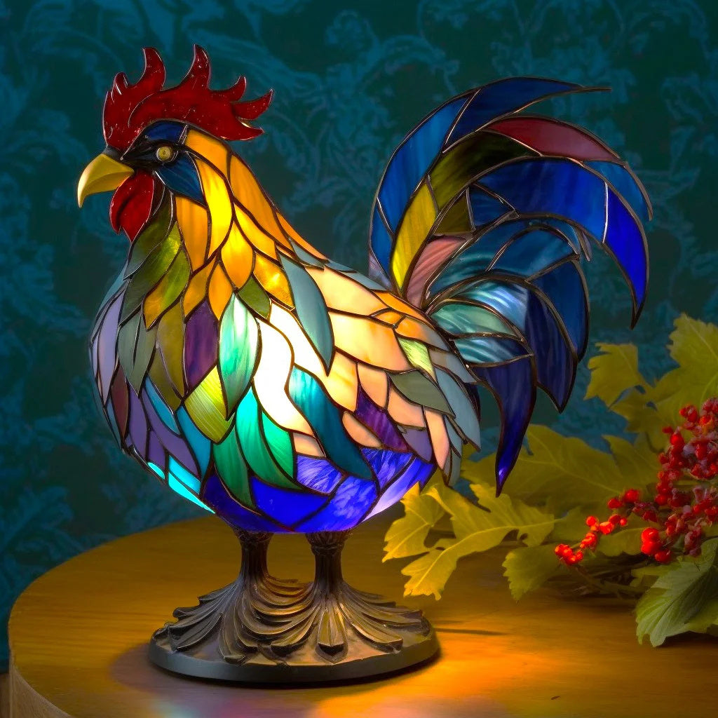 RIKKY - Lampe i farvet glas med dyrelivsdesign