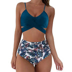 Belle High Waisted, Farverig Damebikini