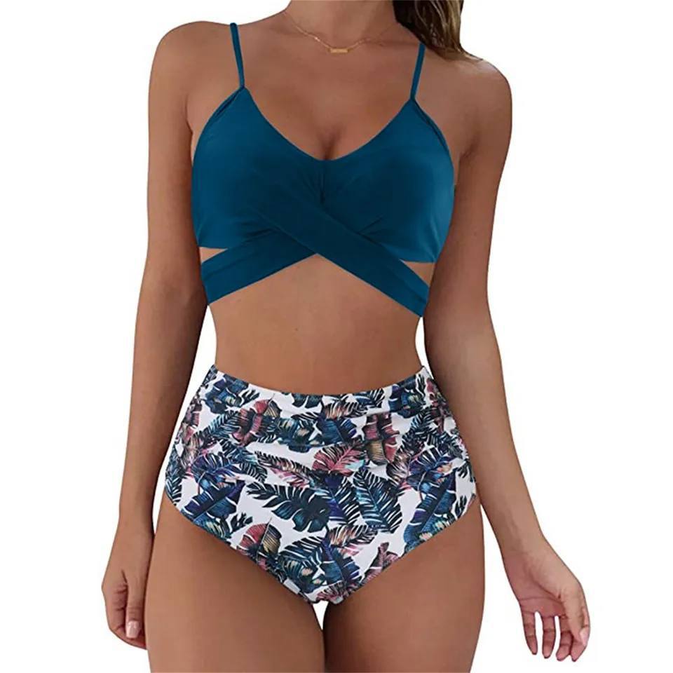 Belle High Waisted, Farverig Damebikini