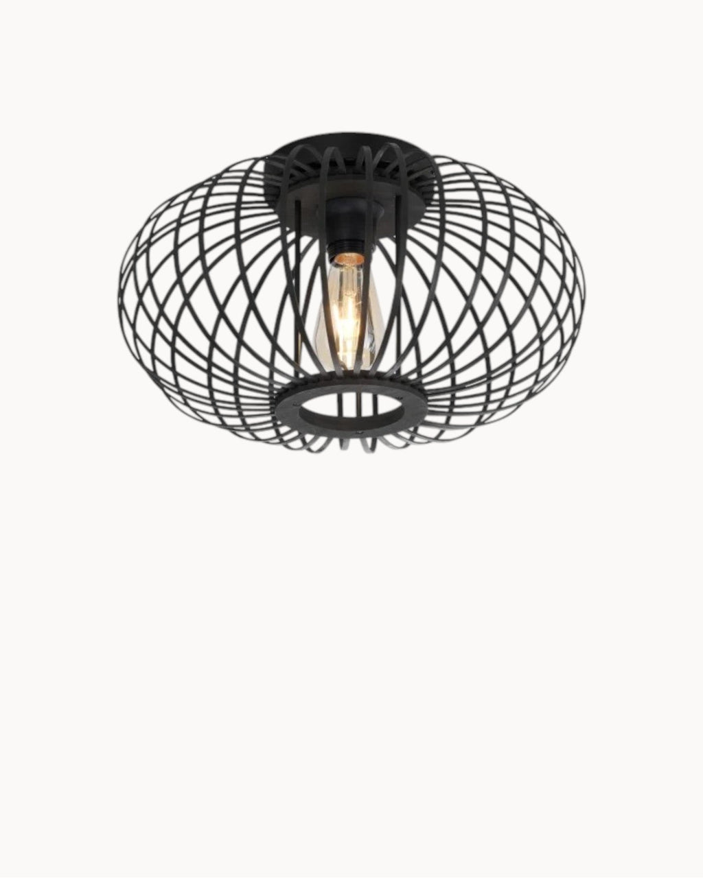 THORA - Loftlampe i metal – sort/guld, rund Ø30 cm