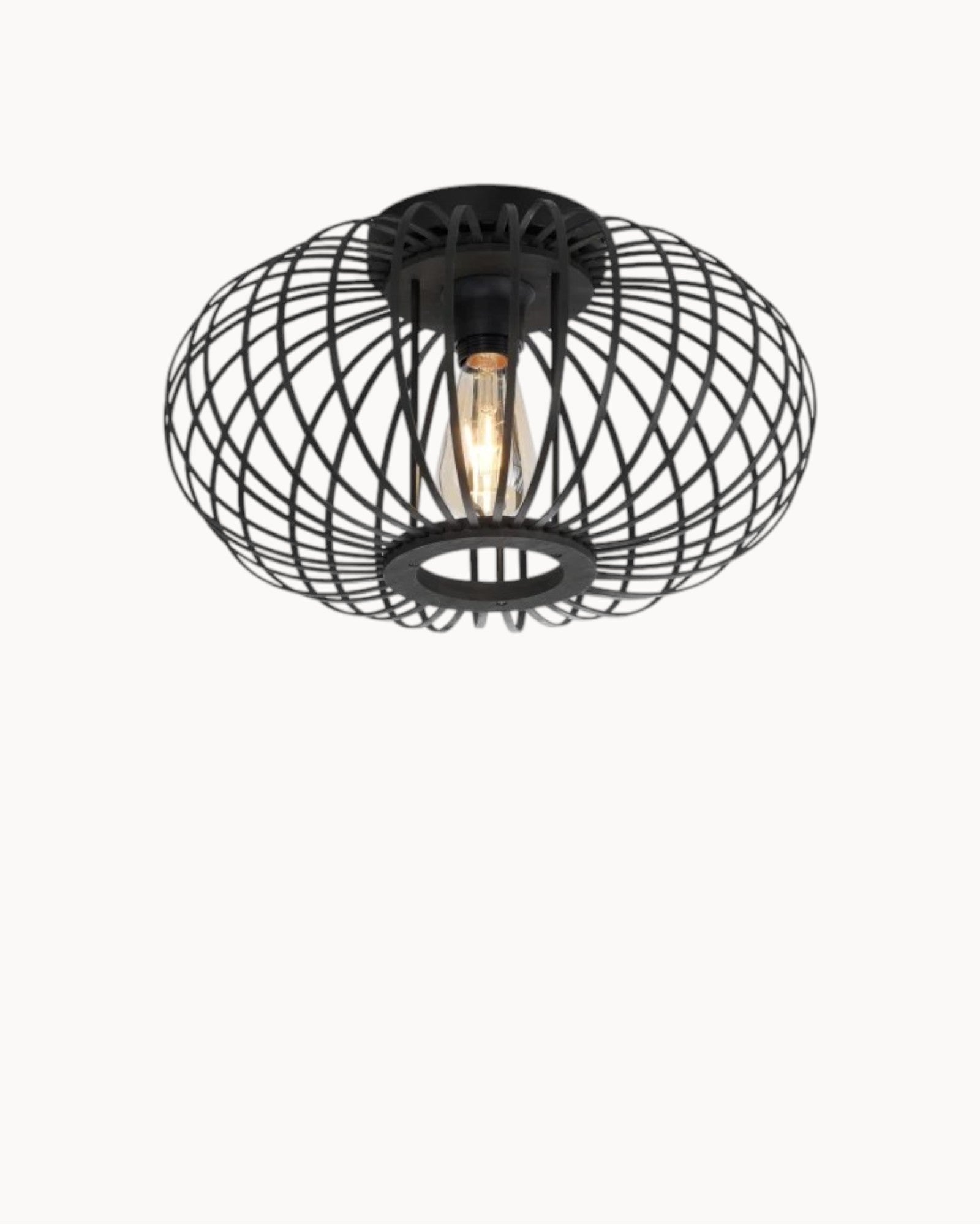 THORA - Loftlampe i metal – sort/guld, rund Ø30 cm