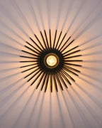 THORA - Loftlampe i metal – sort/guld, rund Ø30 cm