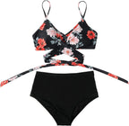 Belle High Waisted, Farverig Damebikini