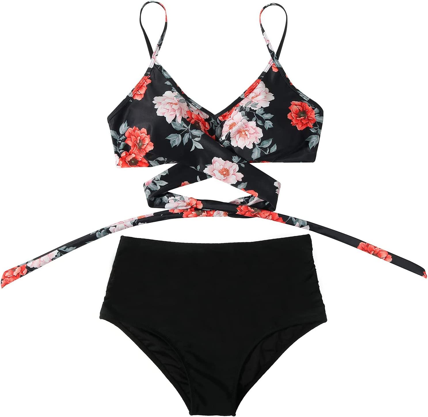Belle High Waisted, Farverig Damebikini