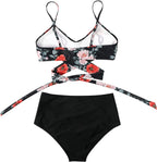 Belle High Waisted, Farverig Damebikini