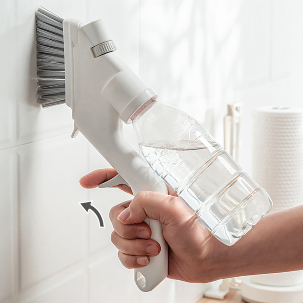 Praktisk Badeværelsesflise Skrubber med Sæbedispenser - Effektiv Ergonomisk Design