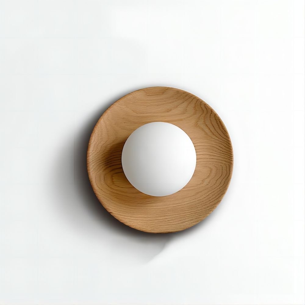 SIXTEN - Væglampe i Træ og Matteret Glas med Tidløst Design