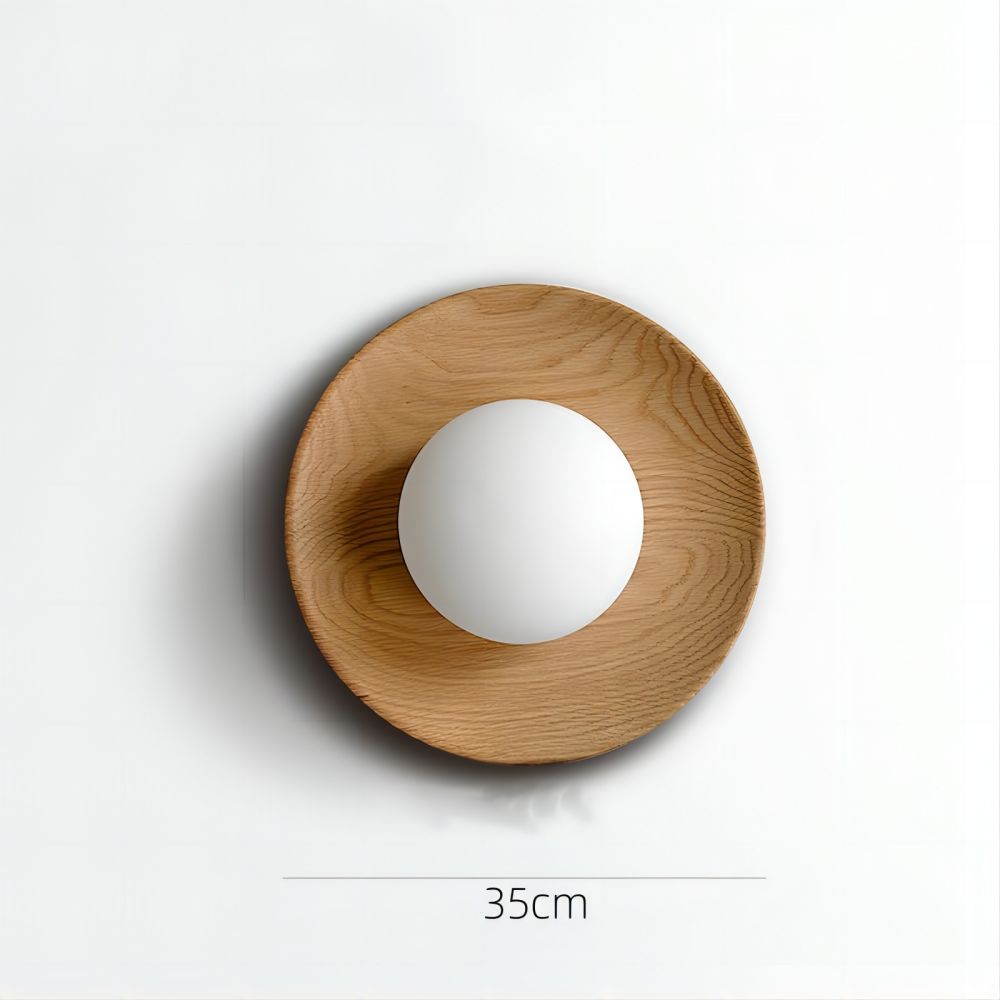 SIXTEN - Væglampe i Træ og Matteret Glas med Tidløst Design