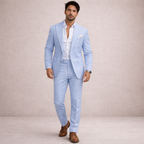 Elegant 2-Delt Linnen Bryllupssuit til Herrer - Perfekt til Strandfester