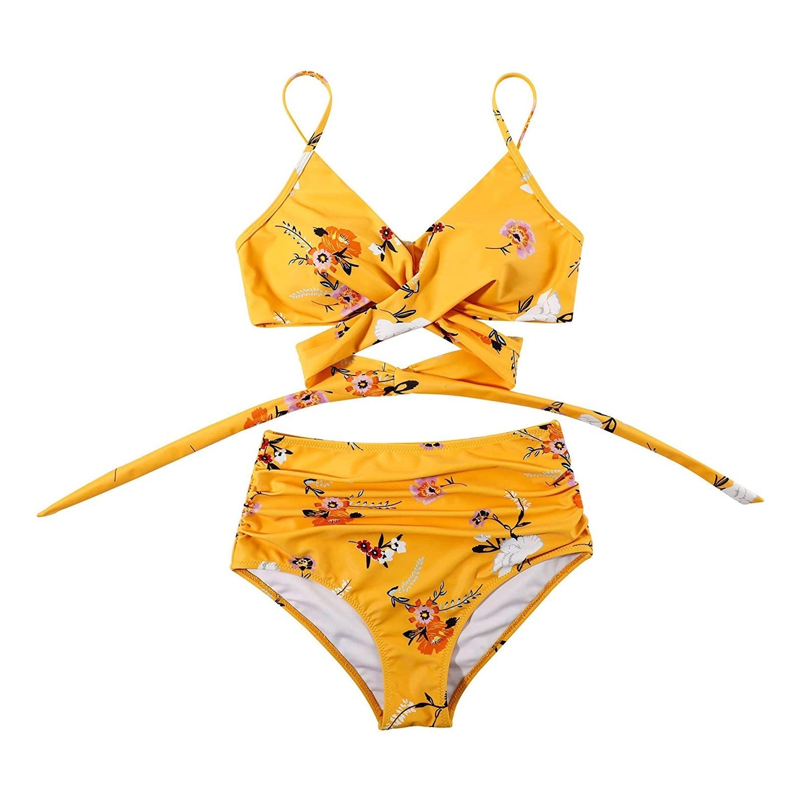 Belle High Waisted, Farverig Damebikini