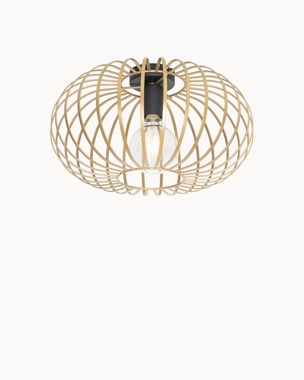 THORA - Loftlampe i metal – sort/guld, rund Ø30 cm