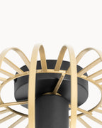 THORA - Loftlampe i metal – sort/guld, rund Ø30 cm