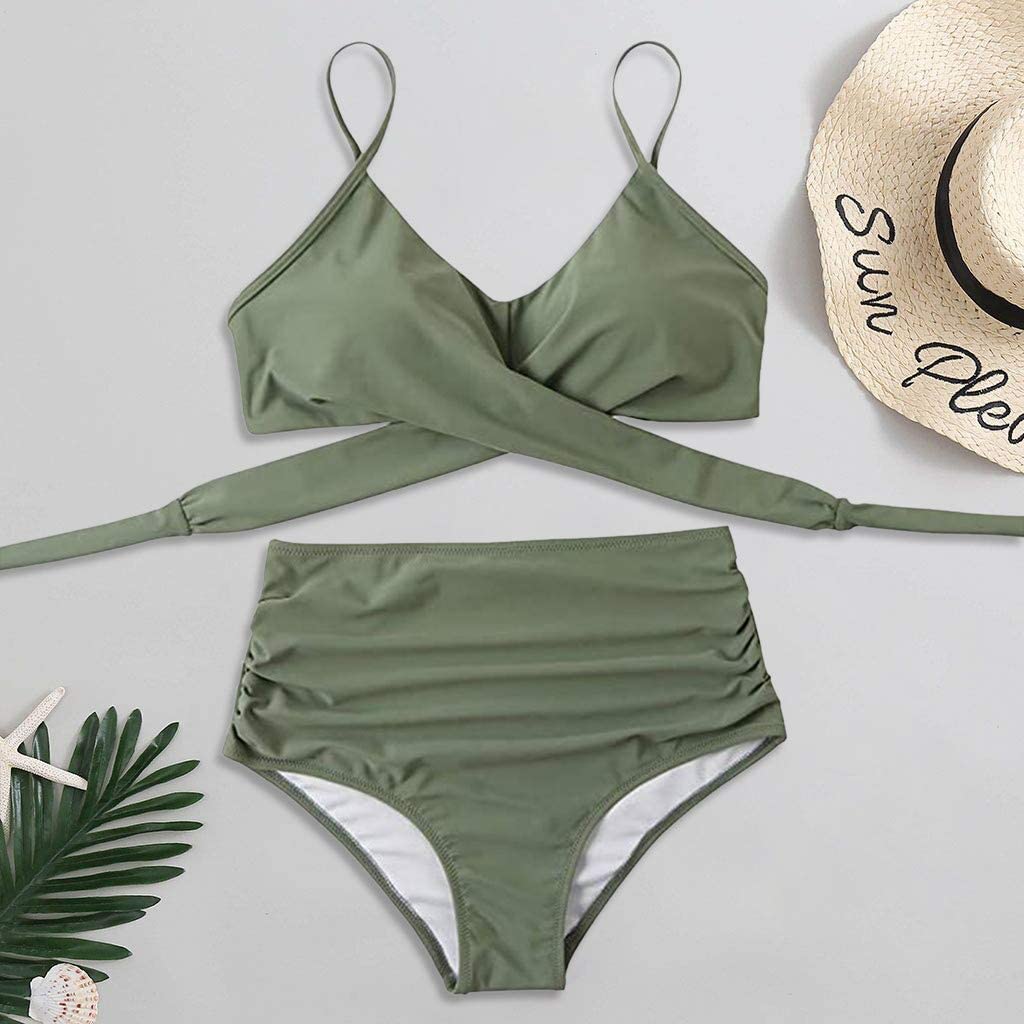 Belle High Waisted, Farverig Damebikini