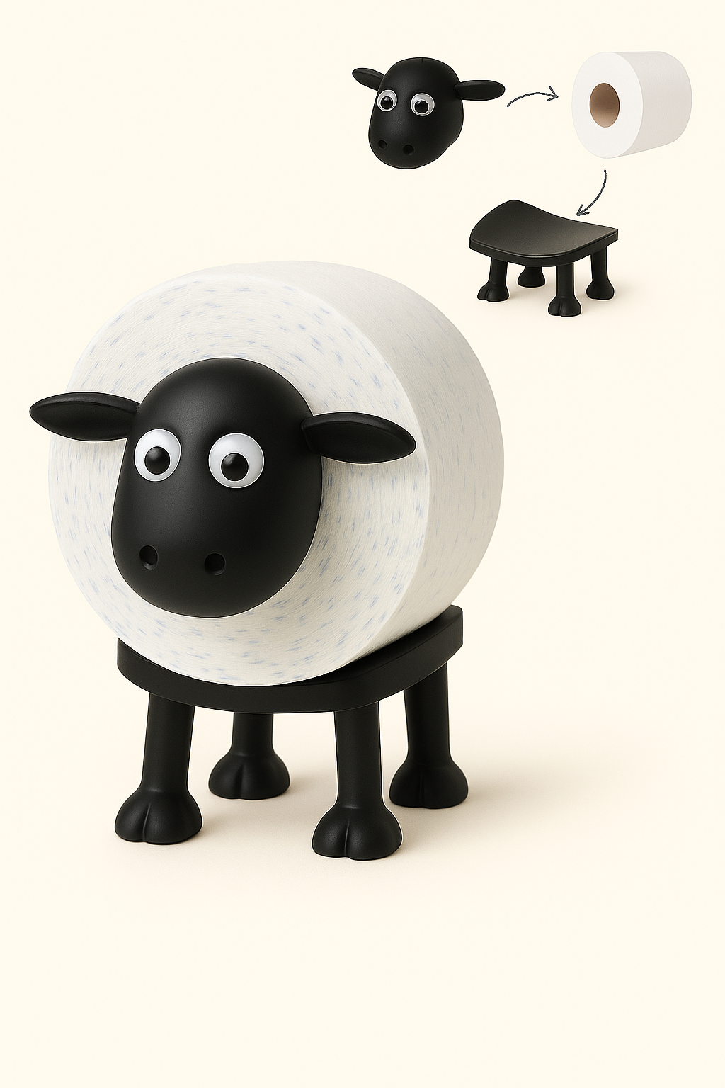 Toiletpapirholder i Sødt Sort Får – Sæt af 1 eller 3