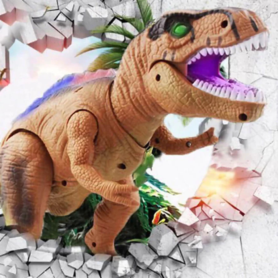Fjernbetjent Elektrisk Dinosaur – Realistisk Gående og Brølende Legetøj med LED Lys