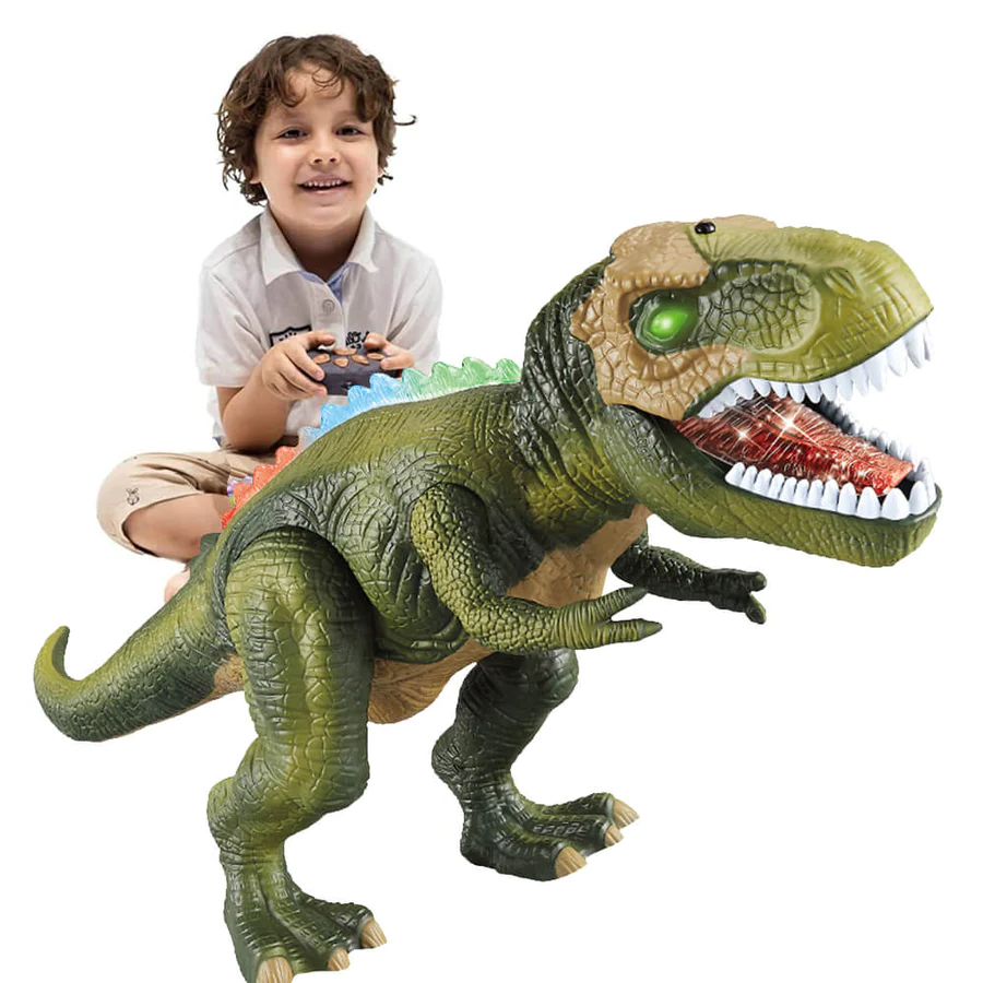 Fjernbetjent Elektrisk Dinosaur – Realistisk Gående og Brølende Legetøj med LED Lys