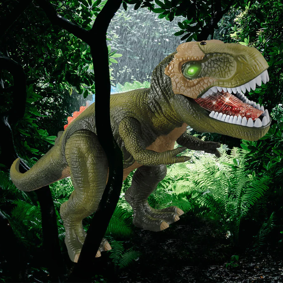Fjernbetjent Elektrisk Dinosaur – Realistisk Gående og Brølende Legetøj med LED Lys