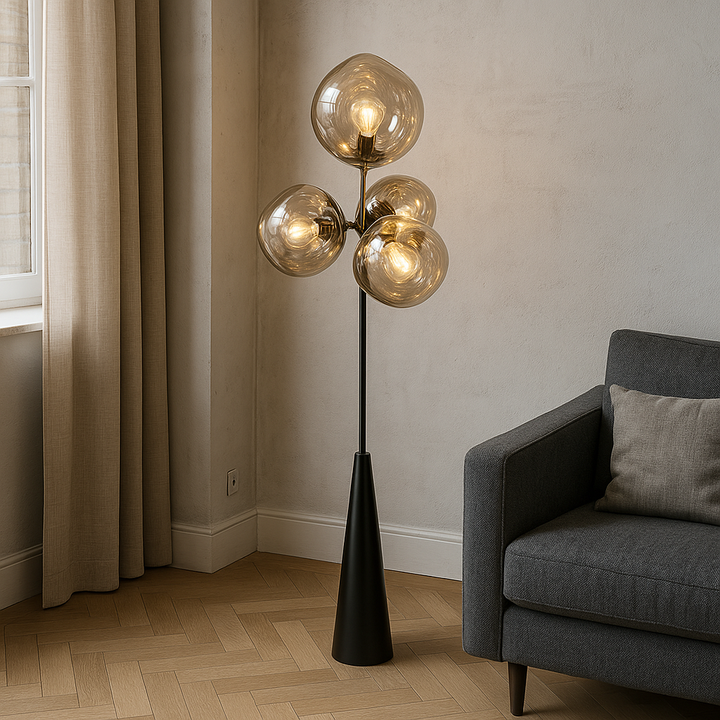 SWENJA - Stående lavalampe – Luksusmetal og glas