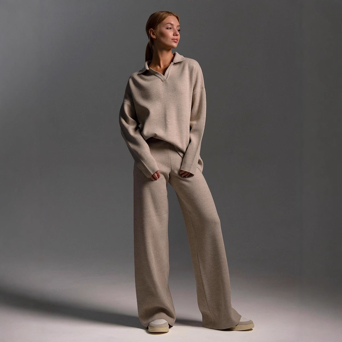 Luksuriøst Cashmere-Lignende Lounge Sæt til Kvinder