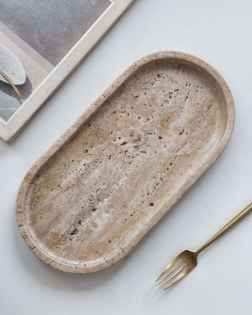 THYRA - Keramikbakke – travertinbeige, til parfume, stearinlys og smykker