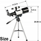 Professionelt 300/70mm Teleskop med Stativ og Smartphone Holder