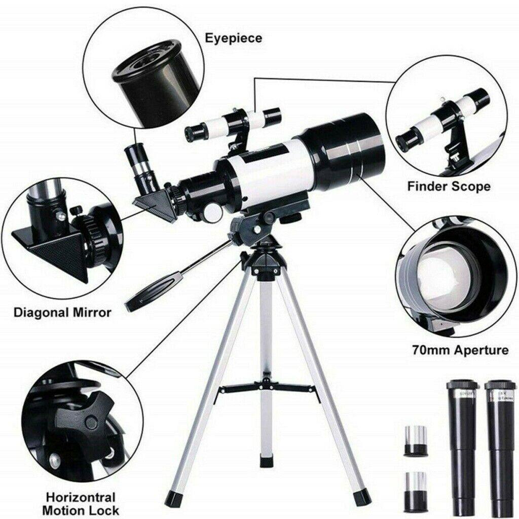 Professionelt 300/70mm Teleskop med Stativ og Smartphone Holder