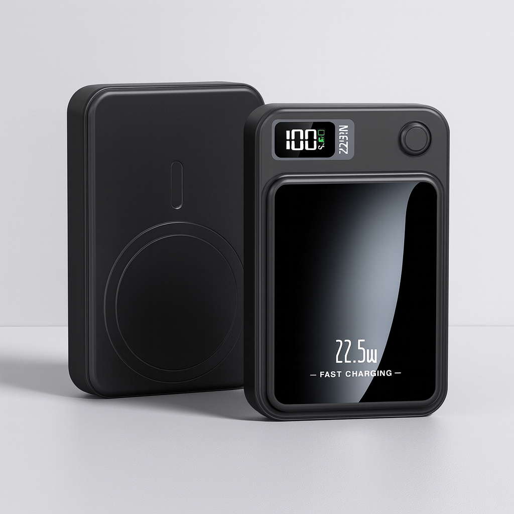 20000mAh Bærbar Powerbank med 22,5W Hurtig Opladning og Trådløs Strøm – Slank og Transportabel