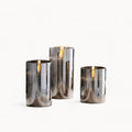 VALDEMAR - LED-lyssæt – gråt glas, flimrende lys, 3 dele