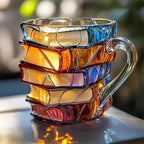 350 ml Glas Kaffe Kop med Håndlavet 3D Bog Mønster – Høj Kvalitets Glas