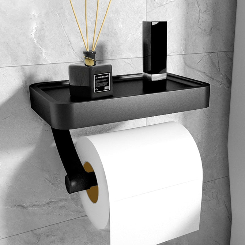 Metal Toiletpapirholder med Hylde