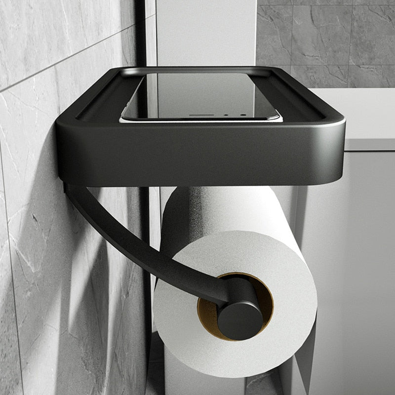 Metal Toiletpapirholder med Hylde