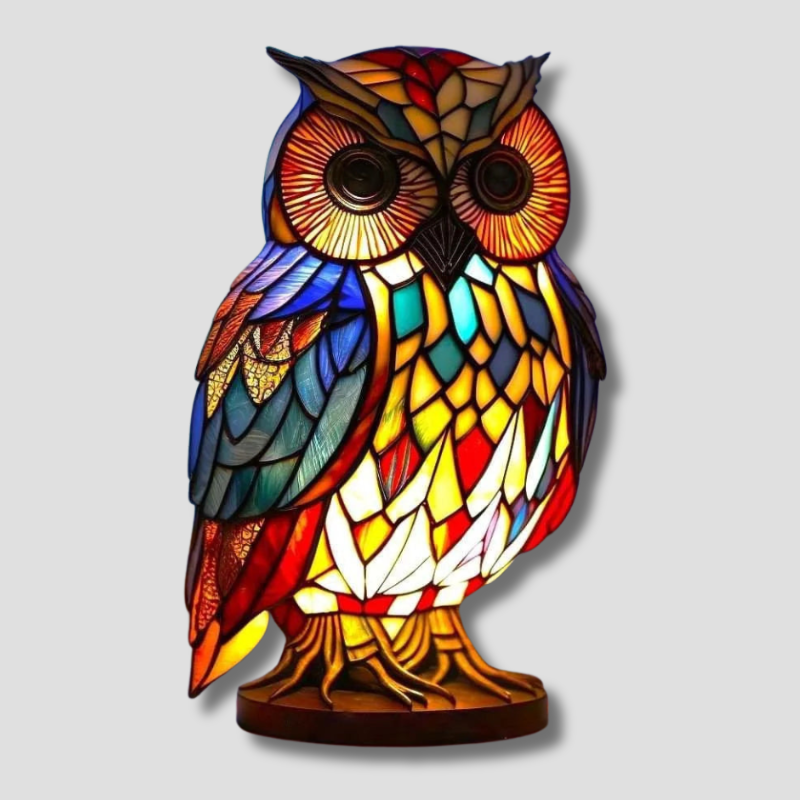 RIKKY - Lampe i farvet glas med dyrelivsdesign