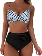 Belle High Waisted, Farverig Damebikini