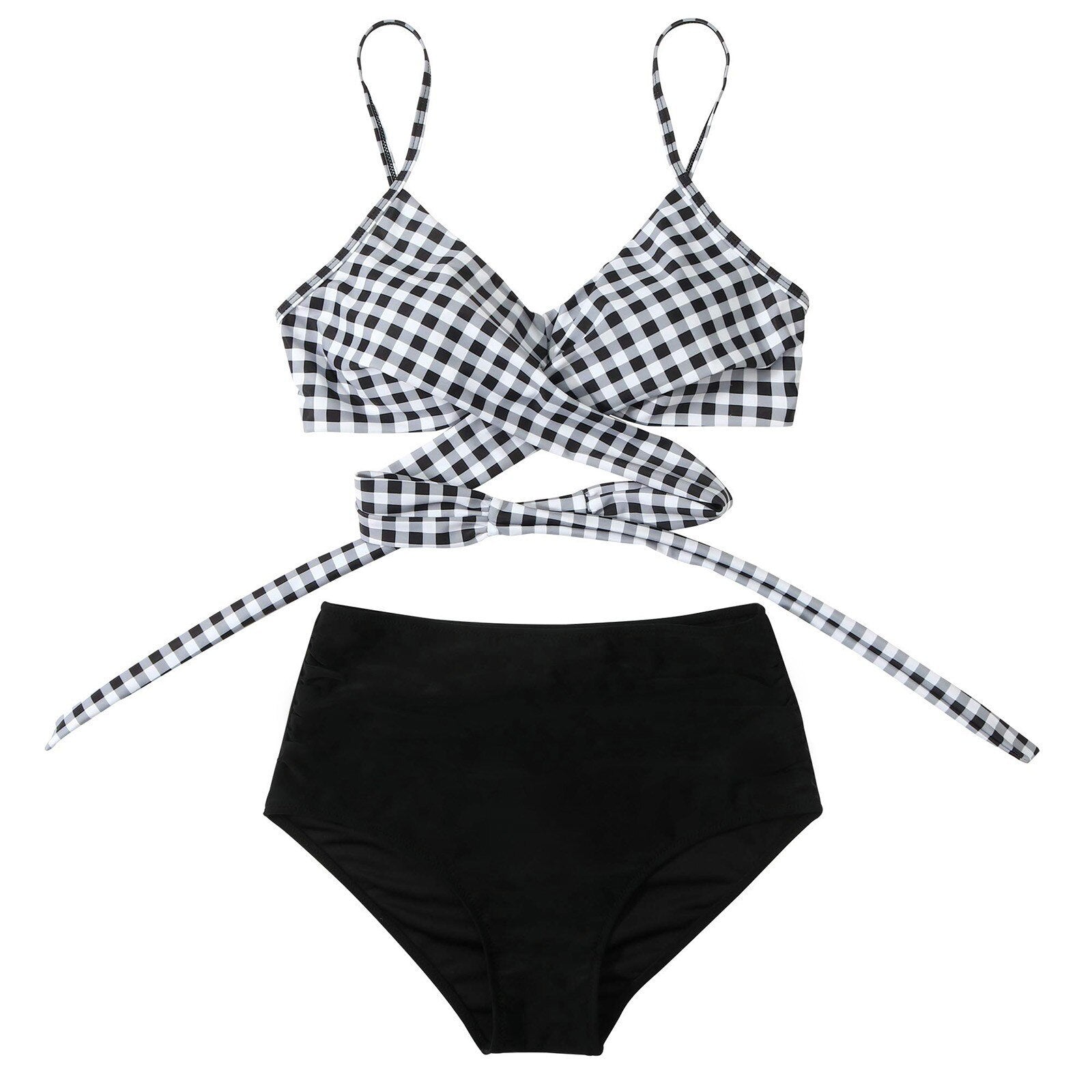 Belle High Waisted, Farverig Damebikini