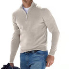 V-hals sweater med lynlås til herrer - Hugo Merino Uld