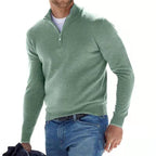 V-hals sweater med lynlås til herrer - Hugo Merino Uld