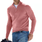 V-hals sweater med lynlås til herrer - Hugo Merino Uld
