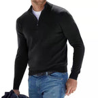 V-hals sweater med lynlås til herrer - Hugo Merino Uld