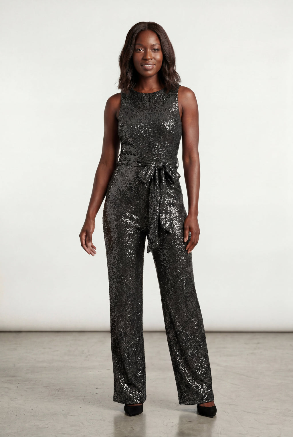 Chic Uden Ærmer Bredbenet Jumpsuit - Med Bælte