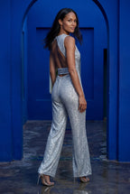 Chic Uden Ærmer Bredbenet Jumpsuit - Med Bælte