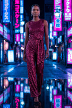 Chic Uden Ærmer Bredbenet Jumpsuit - Med Bælte